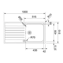 Franke Argos 1 Bowl Inset Kitchen Sink With Reversible Drainer AGX 611-100 - Stainless Steel - 101.0531.600