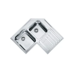 Franke Studio 2 Bowl Corner Inset Kitchen Sink With Right Hand Drainer STX 621-83 - Stainless Steel - 101.0001.044
