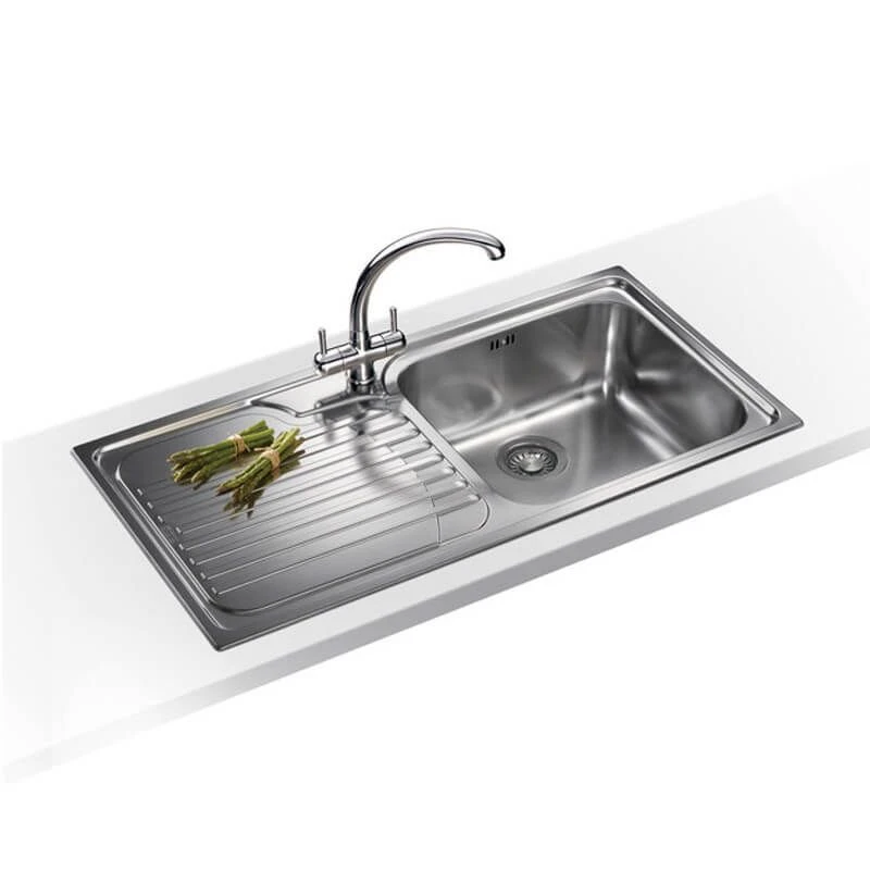 Franke Galassia 1 Bowl Inset Kitchen Sink With Left Hand Drainer GAX 611-100 - Stainless Steel - 101.0305.130 - Image 2