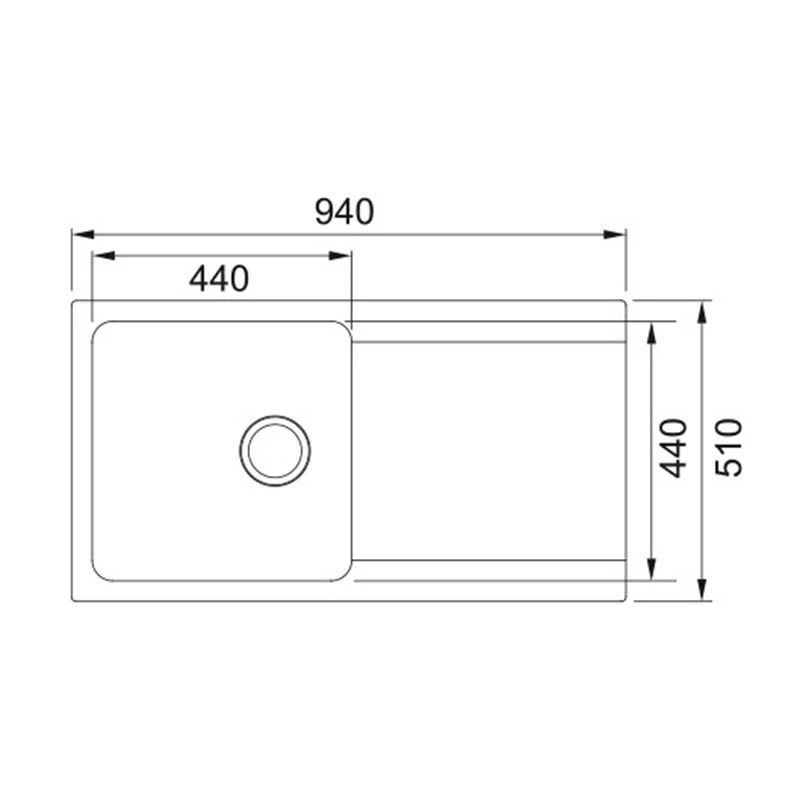 Franke Orion 1 Bowl Inset Tectonite Kitchen Sink Reversible OID 611-94 - Carbon Black - 114.0381.758 - Image 2