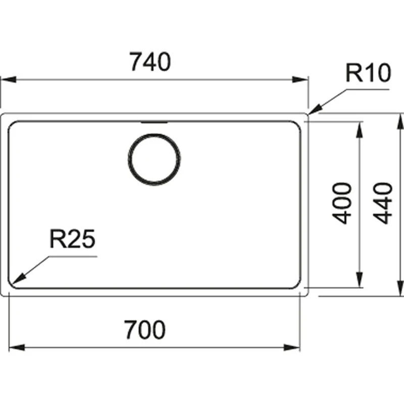 Franke Mythos 1 Bowl Undermount Kitchen Sink MYX 110-70 - Stainless Steel - 122.0607.061 - Image 3