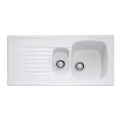 Franke Elba 1.5 Bowl Inset Ceramic Kitchen Sink Reversible ELK 651-100 - White - 124.0307.011