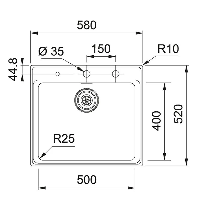 Franke Mythos Plus 1 Bowl Inset Kitchen Sink MYX 210 TPL SS - Stainless Steel - 127.0640.216 - Image 2