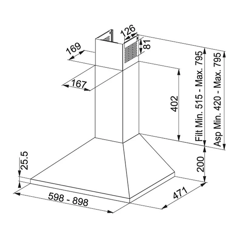 Franke Joy 60cm Chimney Cooker Hood - Stainless Steel - FJO 624 XS - 320.0545.169 - Image 2