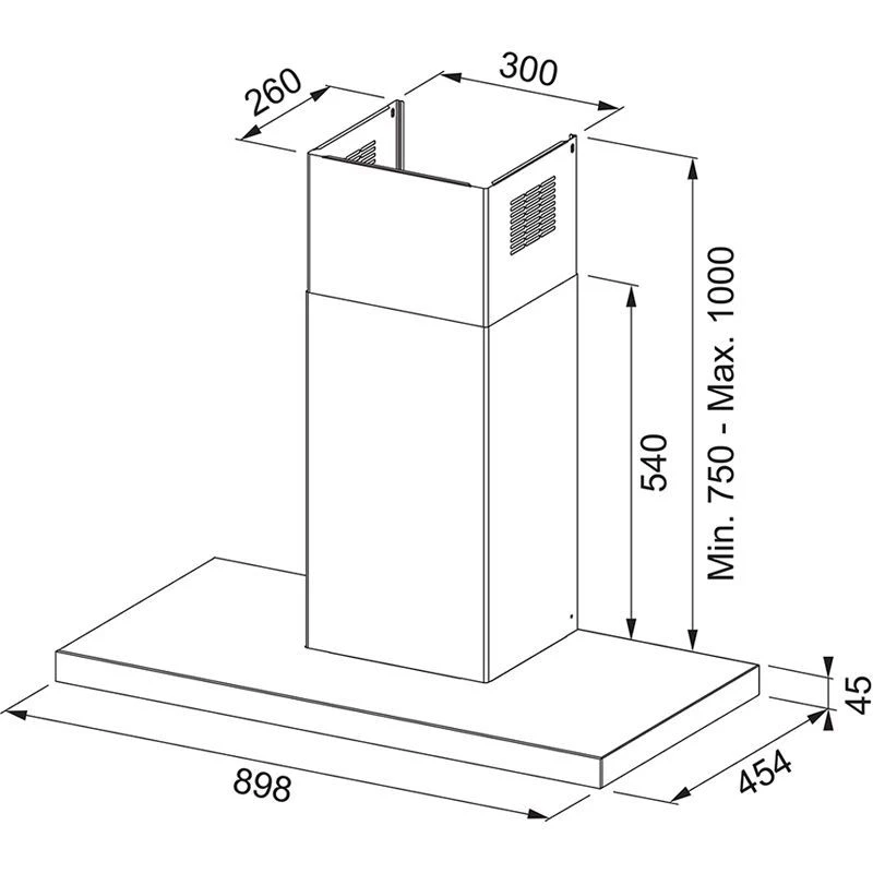 Franke Avant Silence Wall FTLN H45 A90 FRK - Stainless Steel/Glass Black - 325.0657.267 - Image 2