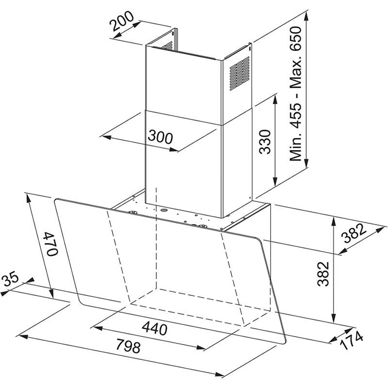 Franke AQ Sense Vertical Hood FVAS A80 Z1 - Black - 330.0657.270 - Image 2