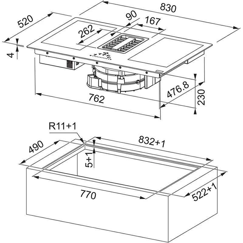 Franke Maris Hob Extractor FMA 839 HI - Glass Black - 340.0595.364 - Image 2