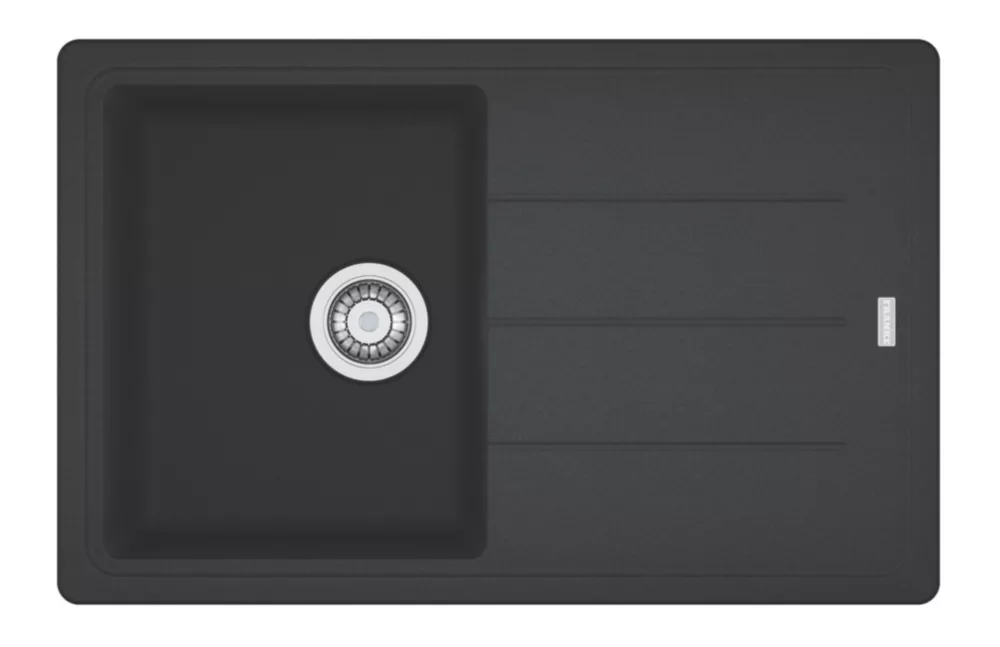 Franke Basis 1 Bowl Fragranite Square Composite Inset Sink Onyx Reversible 780 X 500mm