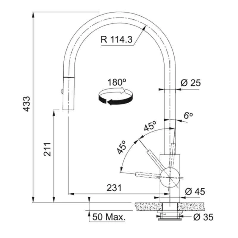 Franke Eos Neo Pull-Out Nozzle Tap - Gold - 115.0689.094 - Image 2