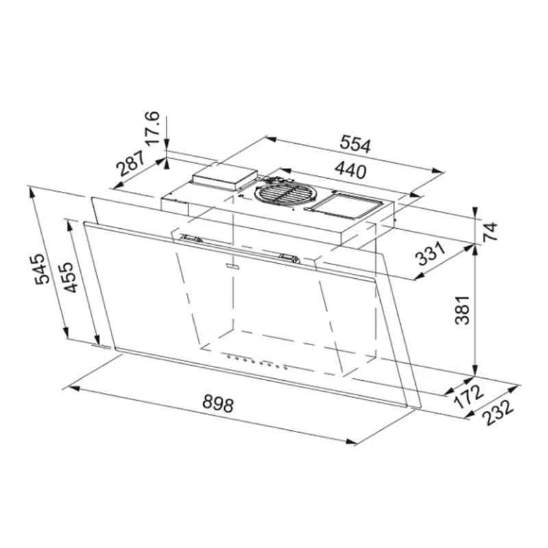 Franke Mythos 90cm Angled Wall Cooker Hood FVMY AH BK F90 UK - Black - 330.0685.564 - Image 2