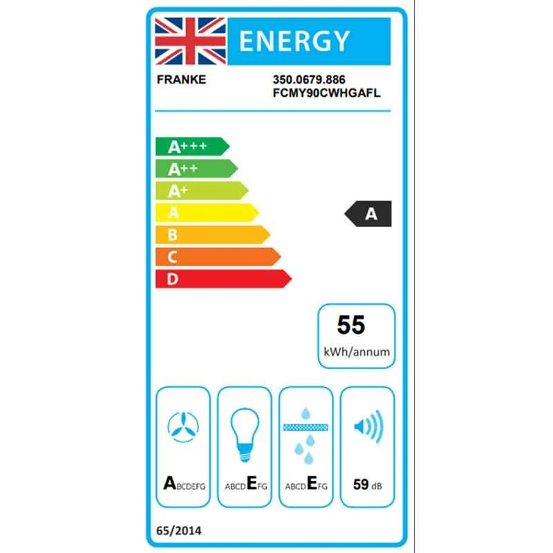 Franke Mythos Full Light Ceiling Cooker Hood - 90cm - FCMY 90 C WHG A FL - White - 350.0679.886 - Image 4