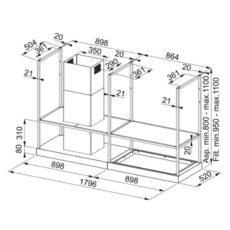 Franke Mythos T-Shelf Island Cooker Hood 180cm - FMY BK MATT F180 FRANKE - Matt Black - 325.0678.073 - Image 4