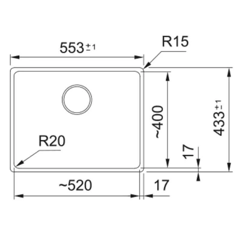 Franke Maris 1 Bowl Undermount Fragranite Kitchen Sink MRG 110-52 - Matt Black - 125.0688.508 - Image 2