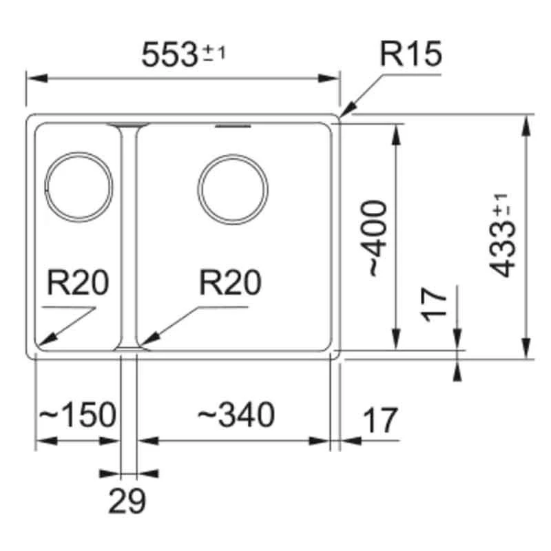 Franke Maris 1.5 Bowl Undermount Fragranite Kitchen Sink MRG 160-34-15 - Left Hand - Coffee - 125.0688.516 - Image 2