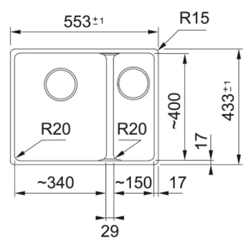 Franke Maris 1.5 Bowl Undermount Fragranite Kitchen Sink MRG 160-34-15 - Right Hand - Oyster - 125.0688.522 - Image 2