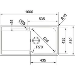 Franke Maris 1 Bowl Inset Kitchen Sink R/H Drainer MRX 211 - Stainless Steel - 127.0305.145